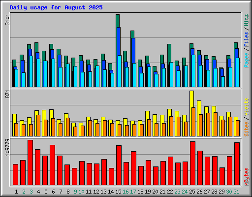 Daily usage for August 2025