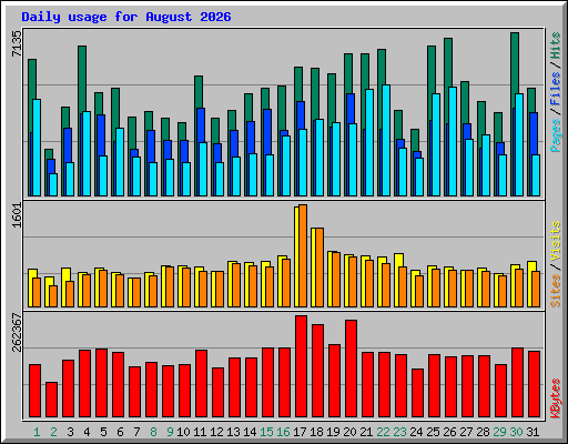 Daily usage for August 2026